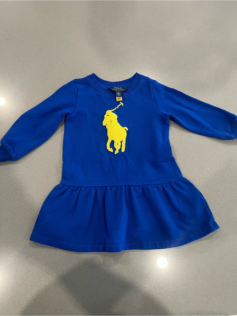 Polo by Ralph Lauren Girls Royal Blue Dress with Yellow Pony Logo